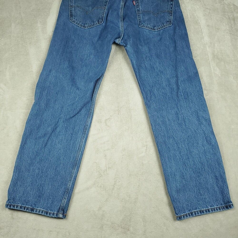 Levis 505 Jeans Mens 36x30 Blue Medium Wash Regular Straight Denim Pants Casual - Picture 15 of 16